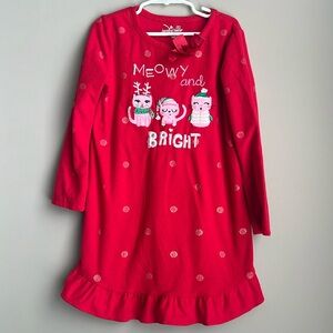 Girls Jumping Beans Nightgown 6x w/ matching doll pajamas. Meowy and Bright.